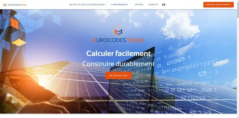Capture d'écran du site vitrine de Eurocodes Tools