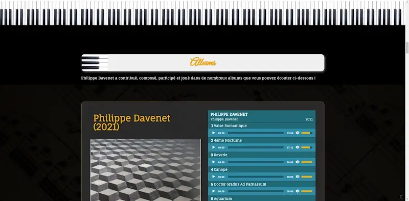Capture d'écran du site vitrine de Philippe Davenet